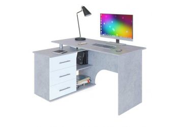 Компьютерный стол КСТ-09 левый / Бетон/Белый