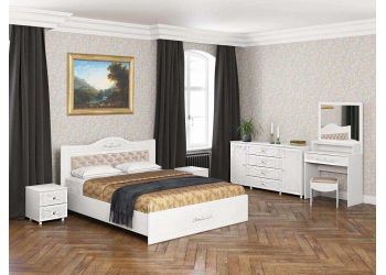 Спальня Италия-5 мягкая спинка белое дерево