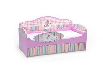 Диван-кровать для девочек Mia Розовый (164х84х86, С вместительным ящиком, С бортиком безопасности, Заказное имя на бортике)