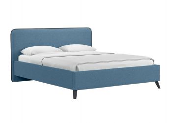 Миа кровать 180 Bravo blue (светло-синий) / кант Лайт 10 Велюр (коричневый)