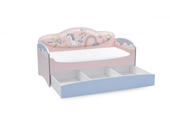 Диван-кровать для девочек Mia Unicorn (184х93х91, С вместительным ящиком, Без бортика безопасности)