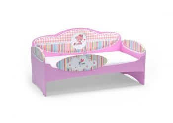 Диван-кровать для девочек Mia Розовый (184х93х91, Без ящика для хранения, С бортиком безопасности, Заказное имя на бортике)