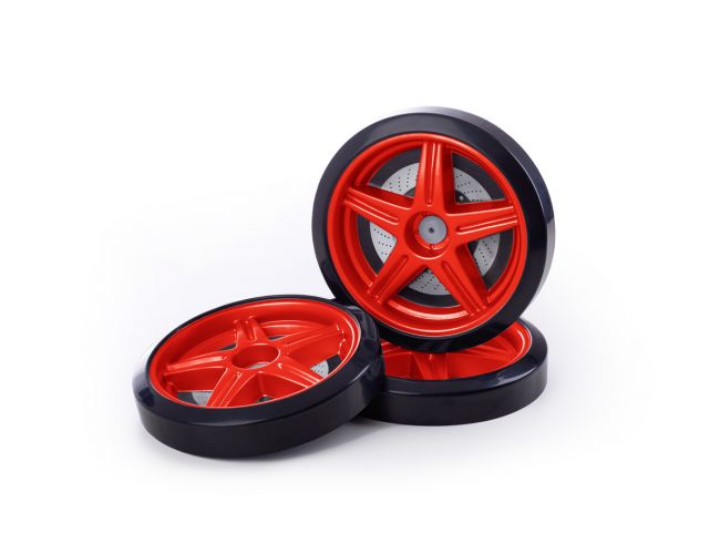 Объемные пластиковые колеса для серии EVO, NEO, UNO (Ауди А6, БМВ, Мерседес), комплект из 2 шт. (Красный)