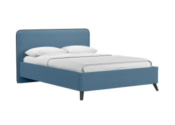 Миа кровать 140 Bravo blue (светло-синий) / кант Лайт 10 Велюр (коричневый)
