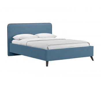 Миа кровать 140 Bravo blue (светло-синий) / кант Лайт 10 Велюр (коричневый)