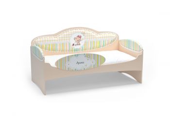 Диван-кровать для девочек Mia Бежевый (184х93х91, Без ящика для хранения, С бортиком безопасности, Заказное имя на бортике)