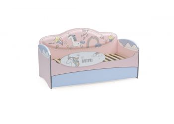 Диван-кровать для девочек Mia Unicorn (184х93х91, С вместительным ящиком, С бортиком безопасности, Без имени на бортике)