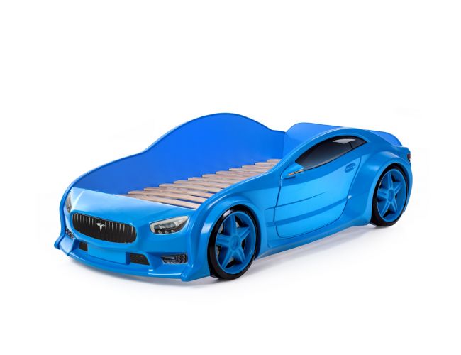 Кровать-машина EVO "Тесла" синяя (Без подсветки фар, Без подсветки дна, Без мягкого спойлера, Без литых колес, Без заказного номера)