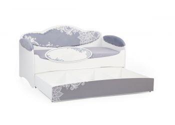 Диван-кровать для девочек Mia Шиншила (184х93х91, С вместительным ящиком, С бортиком безопасности, Без имени на бортике)
