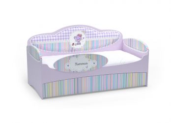 Диван-кровать для девочек Mia Сирень (164х84х86, Дополнительное спальное место, С бортиком безопасности, Заказное имя на бортике)