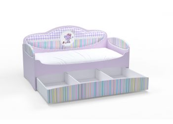 Диван-кровать для девочек Mia Сирень (184х93х91, С вместительным ящиком, Без бортика безопасности)