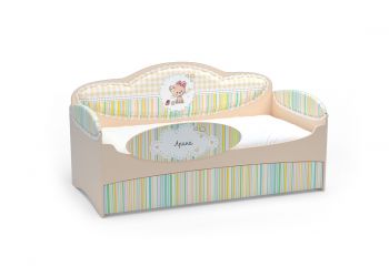 Диван-кровать для девочек Mia Бежевый (184х93х91, Дополнительное спальное место, С бортиком безопасности, Заказное имя на бортике)