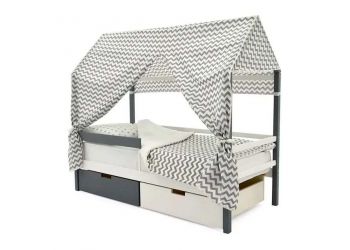 Крыша текстильная Бельмарко для кровати-домика Svogen "зигзаги графит"
