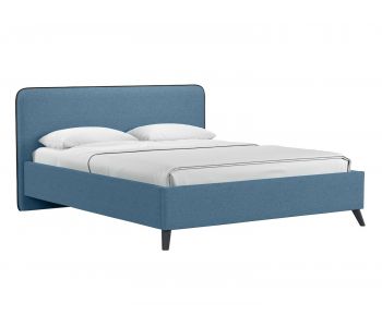 Миа кровать 160 Bravo blue (светло-синий) / кант Лайт 10 Велюр (коричневый)