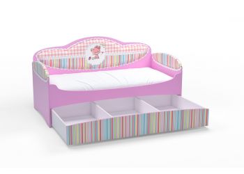 Диван-кровать для девочек Mia Розовый (184х93х91, С вместительным ящиком, Без бортика безопасности)