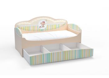 Диван-кровать для девочек Mia Бежевый (184х93х91, С вместительным ящиком, Без бортика безопасности)