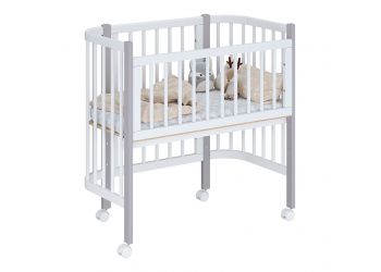 Кроватка детская приставная Polini kids Simple 105, белый-серый