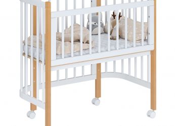 Кроватка детская приставная Polini kids Simple 105, белый-бук