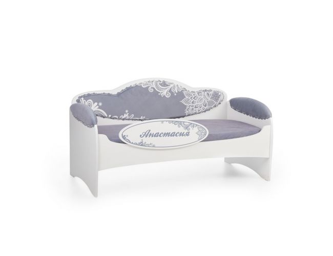 Диван-кровать для девочек Mia Шиншила (184х93х91, Без ящика для хранения, С бортиком безопасности, Заказное имя на бортике)