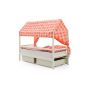 Крыша текстильная Бельмарко для кровати-домика Svogen "звезды красный, белый, графит, фон розовый"