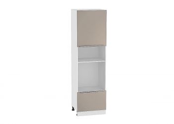 Шкаф пенал под бытовую технику с 1-ой дверцей и ящиком Фьюжн 606 (для верхних шкафов высотой 720) (2132*600) Cappuccino