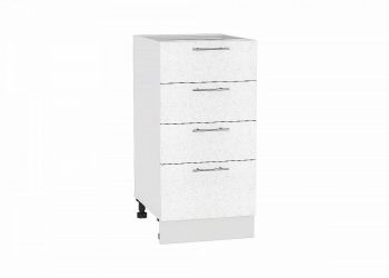 Шкаф нижний с 4-мя ящиками Валерия-М (400) Белый металлик