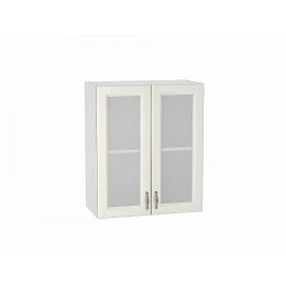 Шкаф верхний с 2-мя остекленными дверцами Виктория (600) Белый сандал