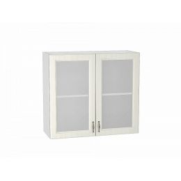Шкаф верхний с 2-мя остекленными дверцами Виктория (800) Белый сандал