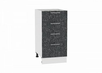 Шкаф нижний с 4-мя ящиками Валерия-М (400) Черный металлик дождь