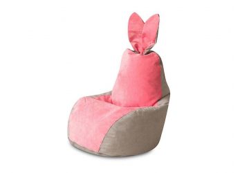 Кресло Зайчик серо-розовый