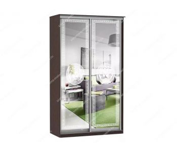Шкаф купе Модерн 1190х450 2-х дверный 2-х секционный зеркальный с пескоструем №1 венге