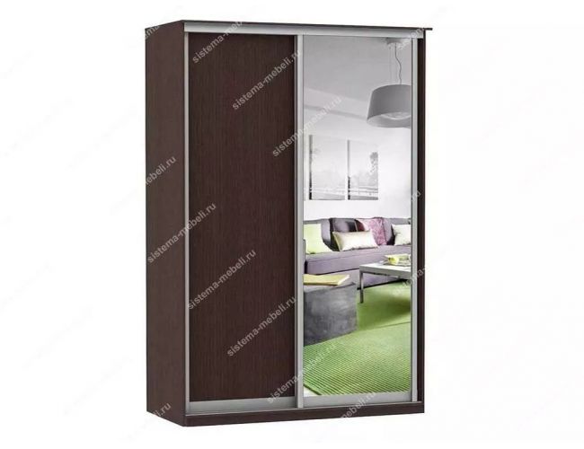 Шкаф купе Модерн 1490х600 2-х дверный 2-х секционный зеркало венге