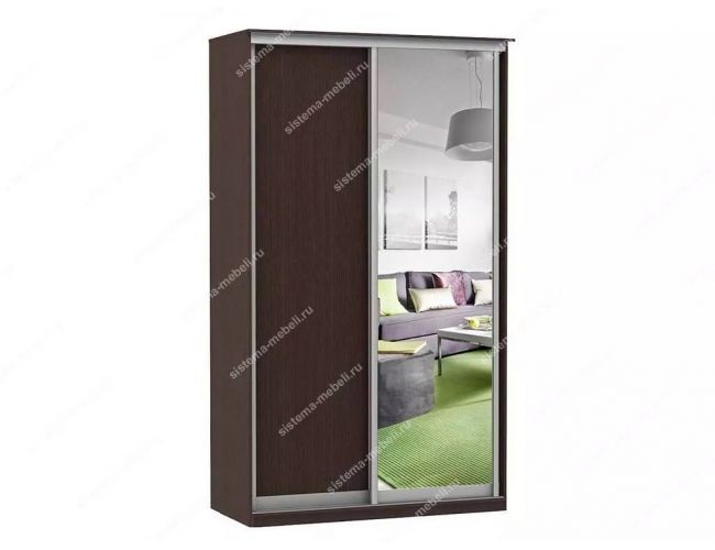 Шкаф купе Модерн 1490х450 2-х дверный 2-х секционный зеркало венге