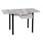 Эко 80х60 стол обеденный раскладной с ящиком / бетон темный/черный