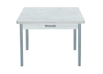 Симпл стол обеденный раскладной с ящиком / бетон белый/металлик