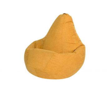 Кресло мешок груша L желтый велюр