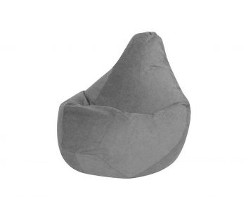 Кресло мешок груша L серый велюр
