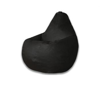 Кресло мешок груша L черная экокожа