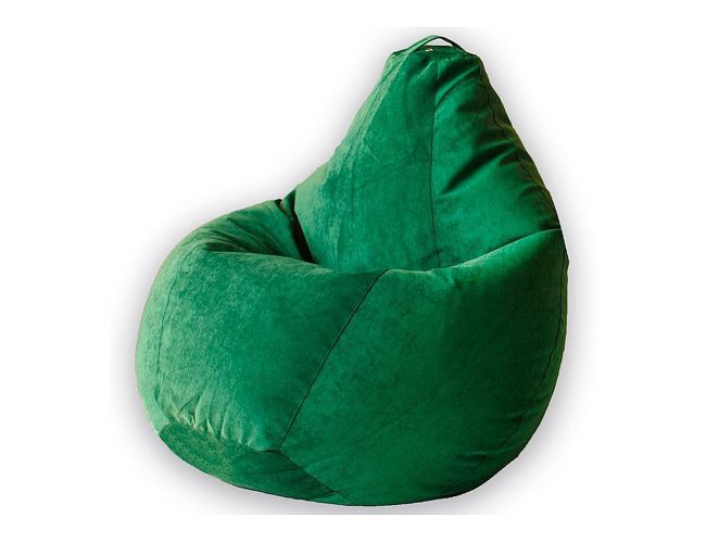 Кресло мешок груша L зеленый микровельвет
