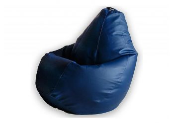 Кресло мешок груша L синяя экокожа